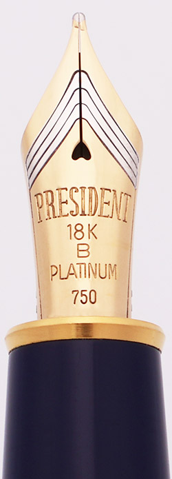 Platinum President Fountain Pen - Dark Blue w Gold Trim, C/C